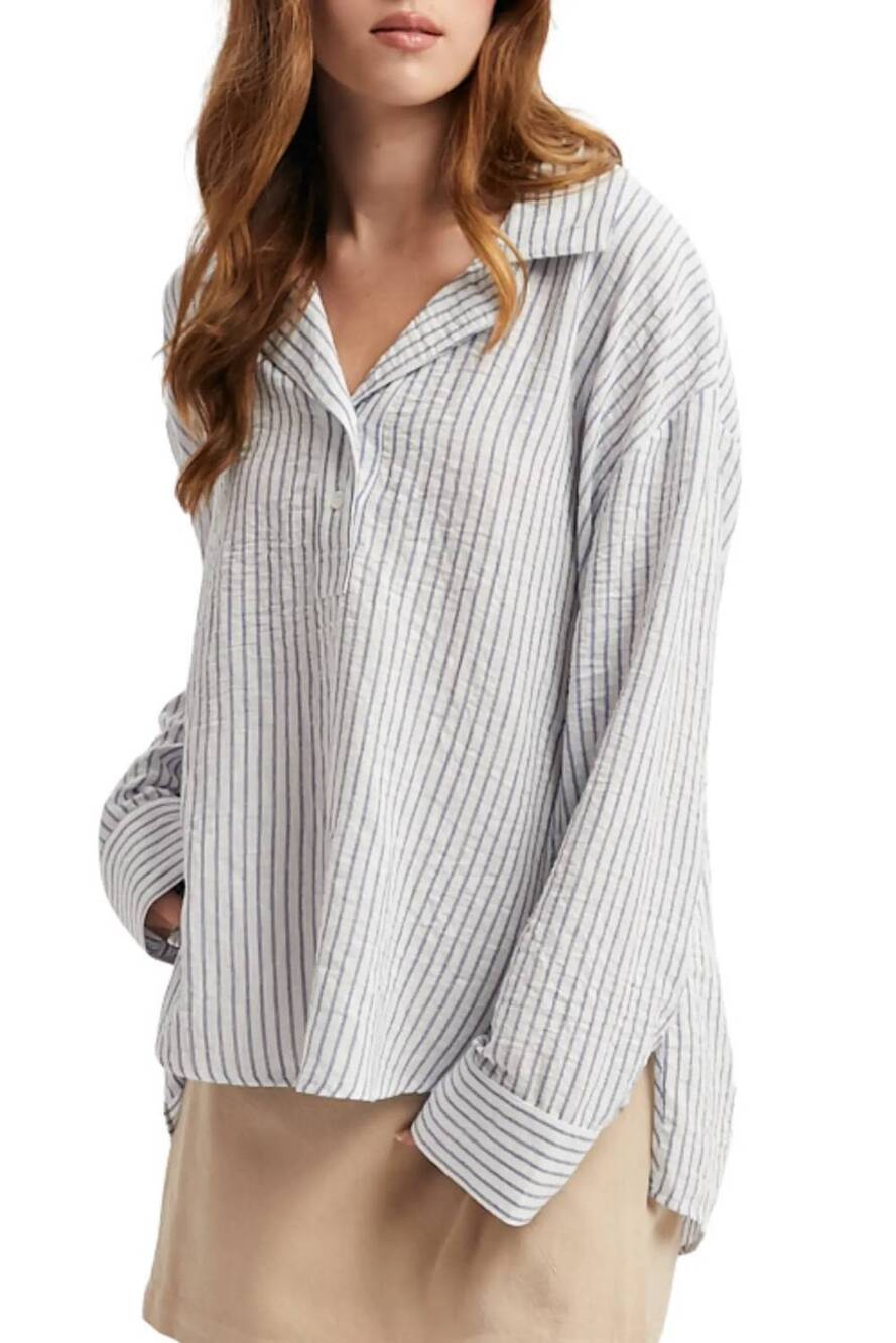 NEW WISHLIST striped long sleeve shirt in navy white